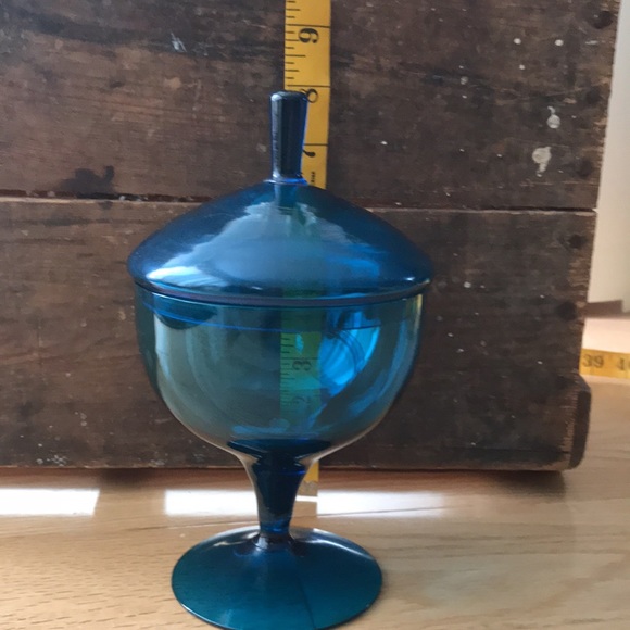 Vintage Empoli Glass Compote / Candy Jar with Lid - Picture 9 of 11